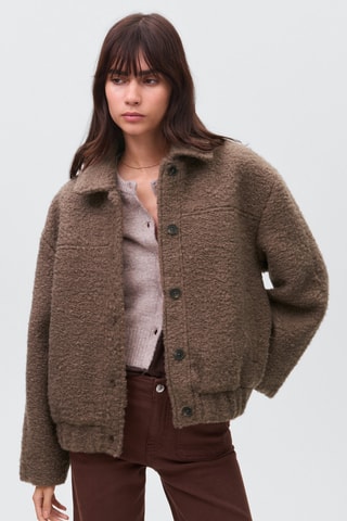 Blouson bomber imitation mouton - Marron