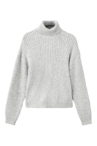 Pull-over maille col montant - Gris clair