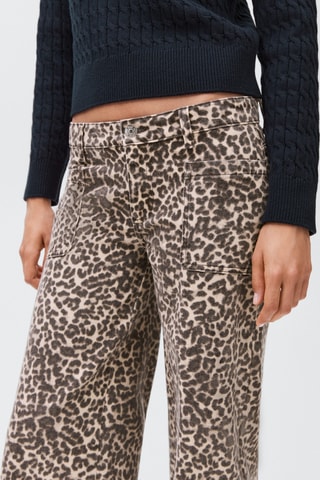 Jeans taille basse imprimé animal - Écru
