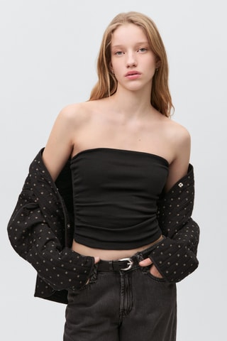 Top bandeau en maille - Noir
