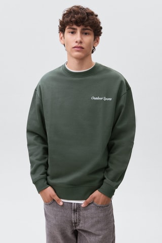 Sweat brodé et imprimé - Vert