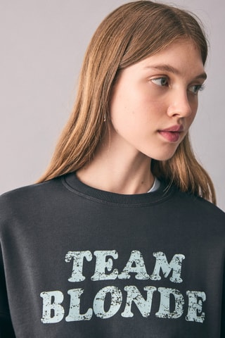 Sweat-shirt coton imprimé - Anthracite