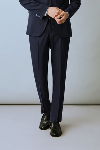 Pantalon de costume piqué - Bleu marine