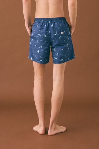 Maillot de bain imprimé palmiers - Bleu