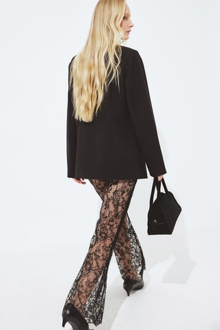 Kanten Broek Hoge Taille - Zwart