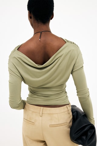 Gedrapeerde Top - Kaki