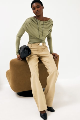 Gedrapeerde Top - Kaki