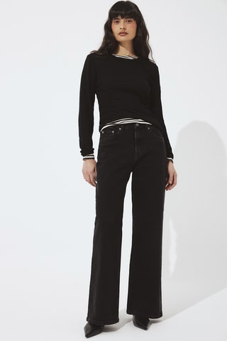 Jeans Hoge Taille Flare Cut - Zwart