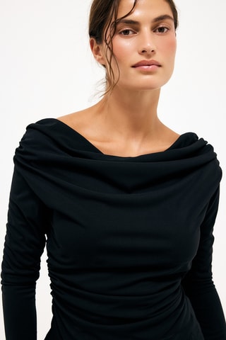 Gedrapeerde Top - Zwart