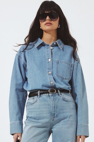 Spijkerblouse regular fit - Hemelsblauw