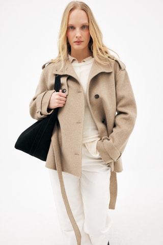 Korte wollen jas - Beige