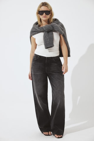 Jeans Wide Legs met Hoge Taille - Donkergrijs