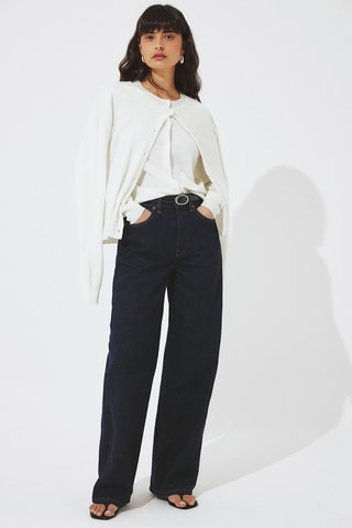 Jeans Wide Legs met Hoge Taille - Donkerblauw