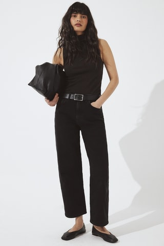 Jeans Hoge Taille Straight - Zwart