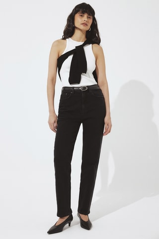 Jeans Hoge Taille Slim Fit - Zwart