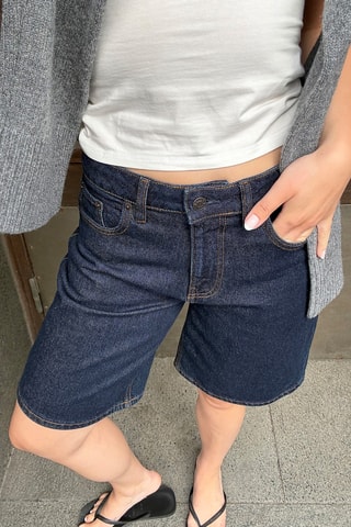 Spijkershort loose fit - Marineblauw