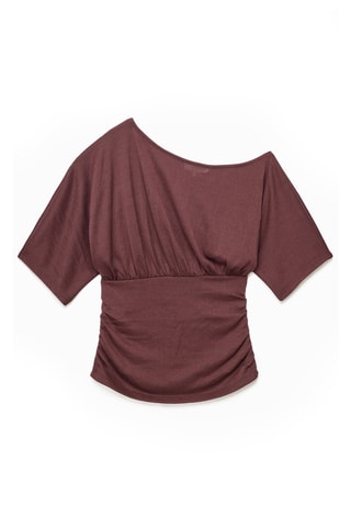 Gedrapeerde Top - Bruin