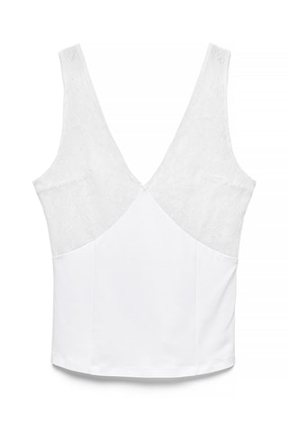 Top van 2 materialen - Wit