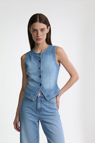 Gilet sans manches en jean - Bleu clair