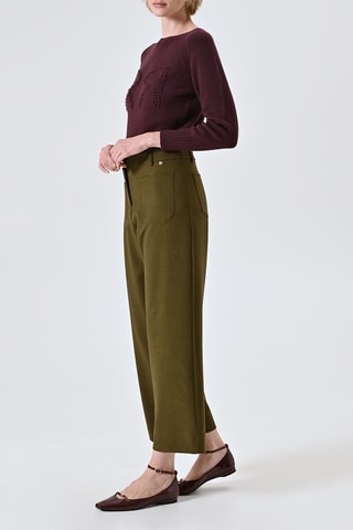 Pantalon taille haute - Vert