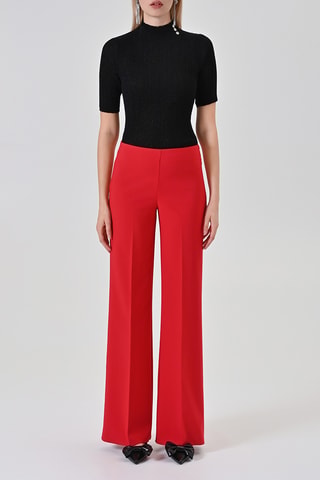 Pantalon taille haute - Rouge