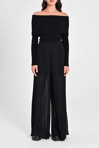 Pantalon plissé taille haute - Noir