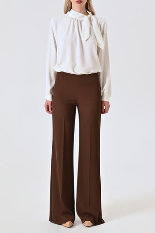 Pantalon taille haute - Marron