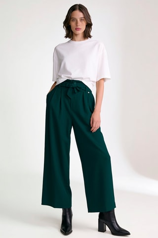 Pantalon taille haute - Vert foncé