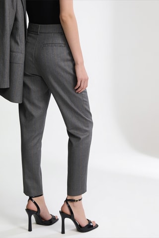 Pantalon taille haute - Gris foncé chiné