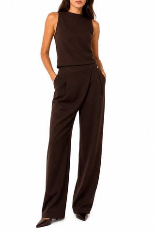 Pantalon taille haute - Marron