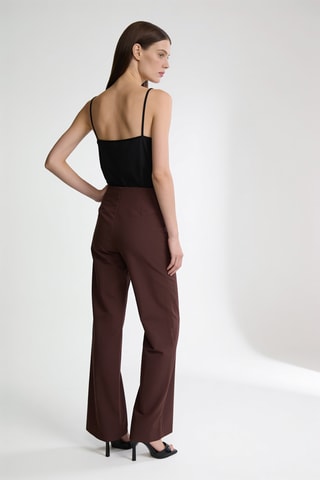 Pantalon taille haute - Marron