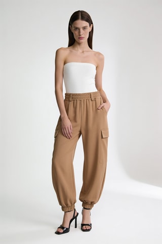 Pantalon taille haute - Beige