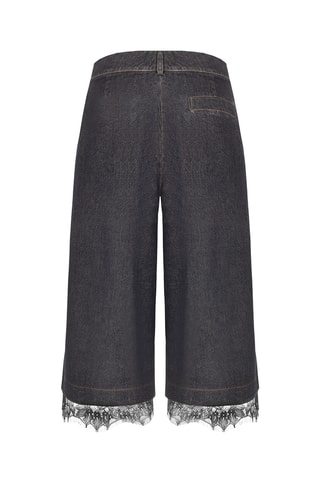 Pantacourt en jean taille haute - Noir