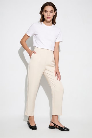 Pantalon taille haute - Beige