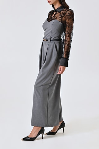 Pantalon taille haute - Gris clair
