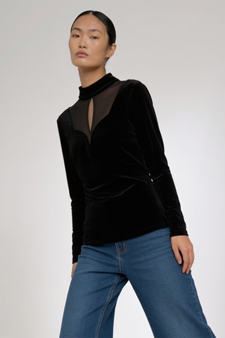 Top bi-matière - Noir