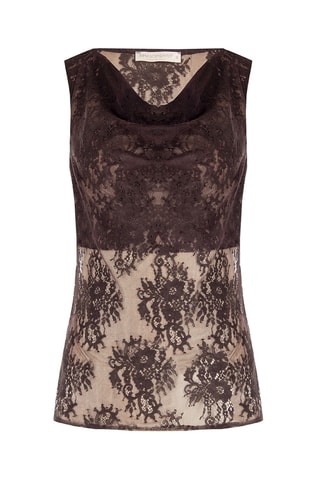 Top en dentelle - Marron