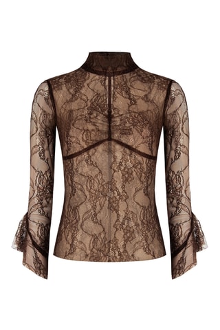 Top en dentelle - Marron
