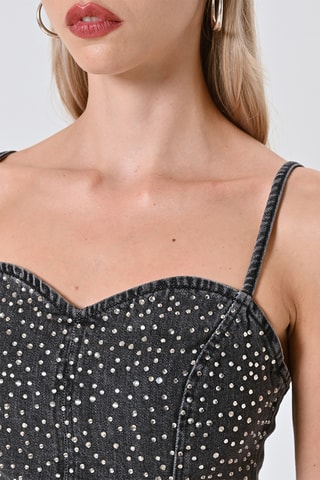 Top en jean - Gris foncé