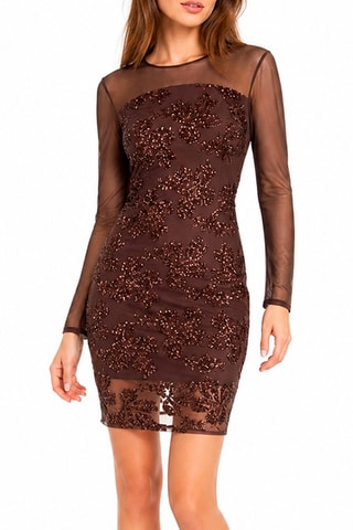 Robe fourreau en tulle - Marron