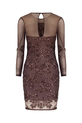 Robe fourreau en tulle - Marron