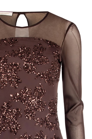 Robe fourreau en tulle - Marron