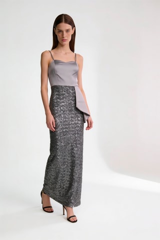 Robe longue bi-matière - Gris