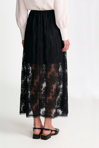 Robe longue en dentelle - Noir