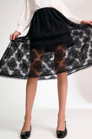 Robe longue en dentelle - Noir