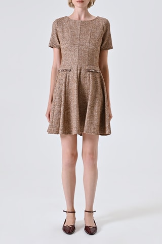 Robe patineuse en tweed - Camel