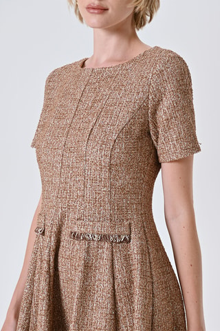 Robe patineuse en tweed - Camel