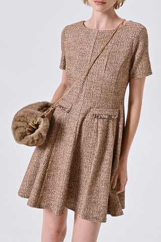 Robe patineuse en tweed - Camel