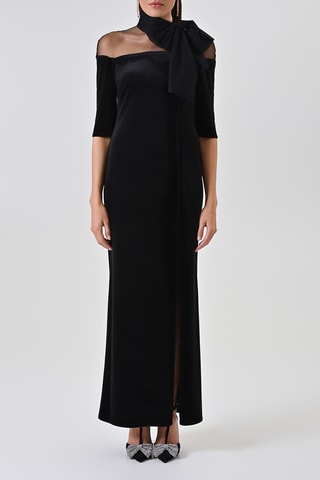 Robe longue bi-matière - Noir