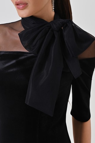 Robe longue bi-matière - Noir